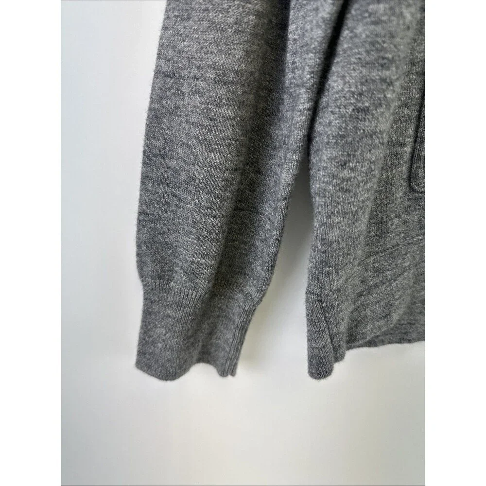 J Crew Boyfriend Cardigan Sweater Lightweight Gray Button V-Neck Patch Pockets L